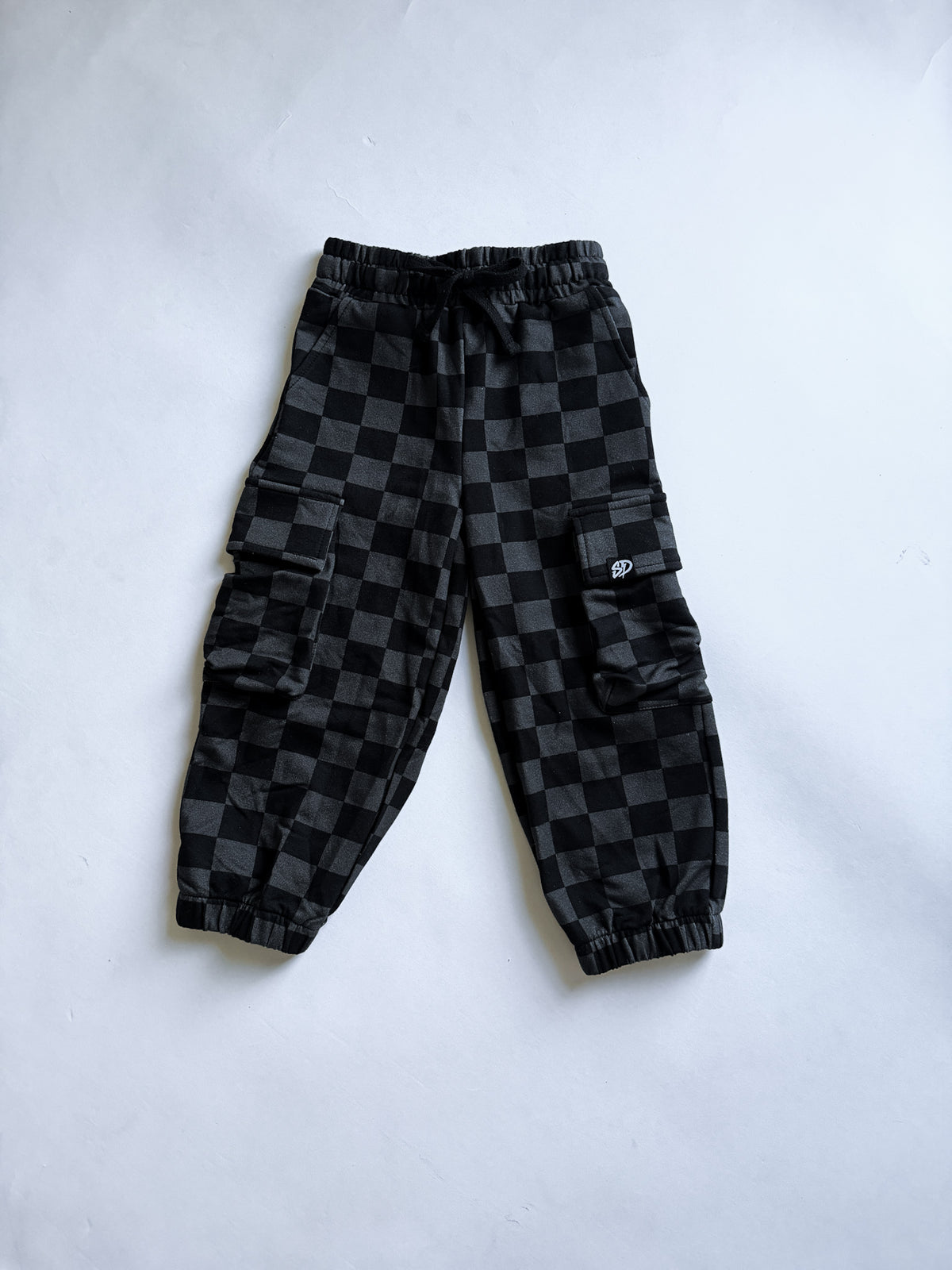 BLACK & GREY CHECKERED • CARGO SWEATPANTS
