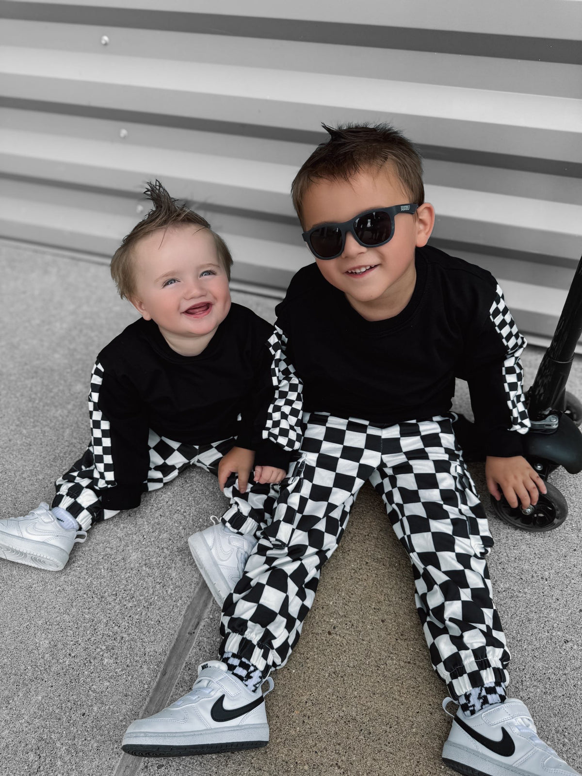 BLACK & WHITE CHECKERED • CARGO SWEATPANTS
