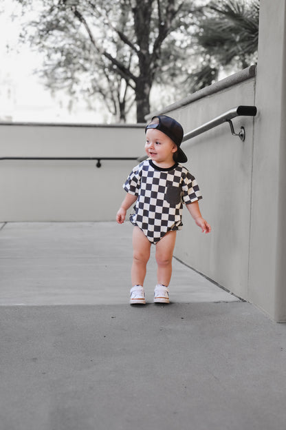 CHECKERED COLOR BLOCK • ROMPER