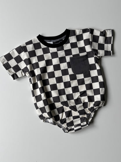 CHECKERED COLOR BLOCK • ROMPER