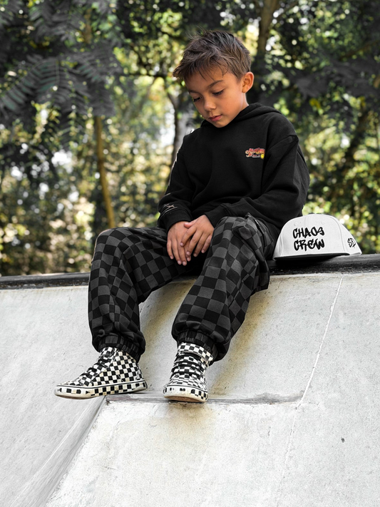 BLACK & GREY CHECKERED • CARGO SWEATPANTS
