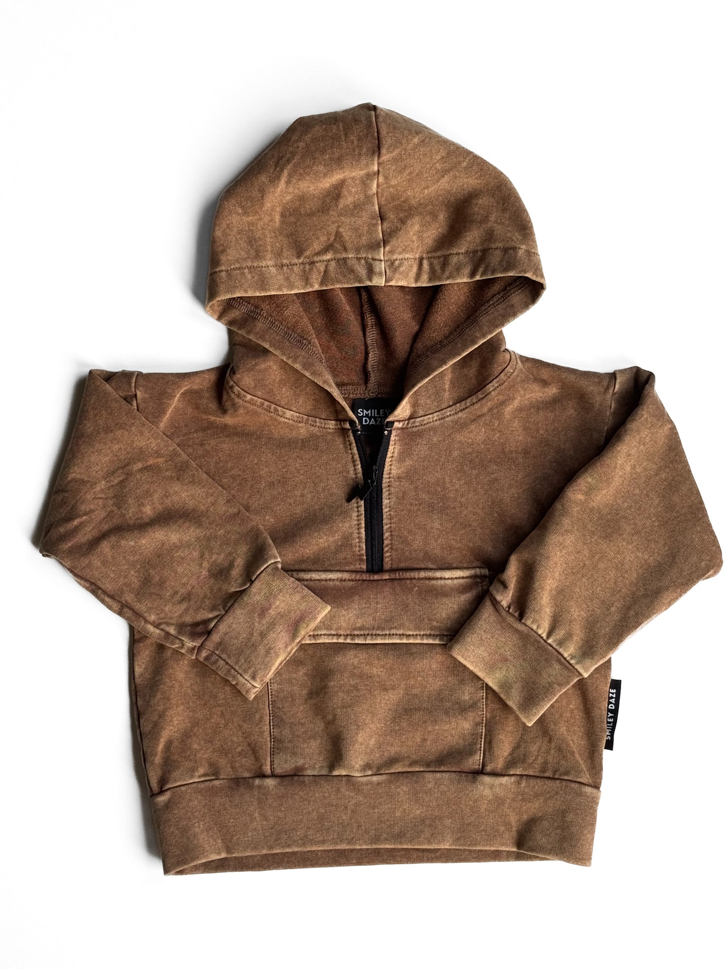 VINTAGE BRONZE • HALF ZIP ACID-WASHED HOODIE
