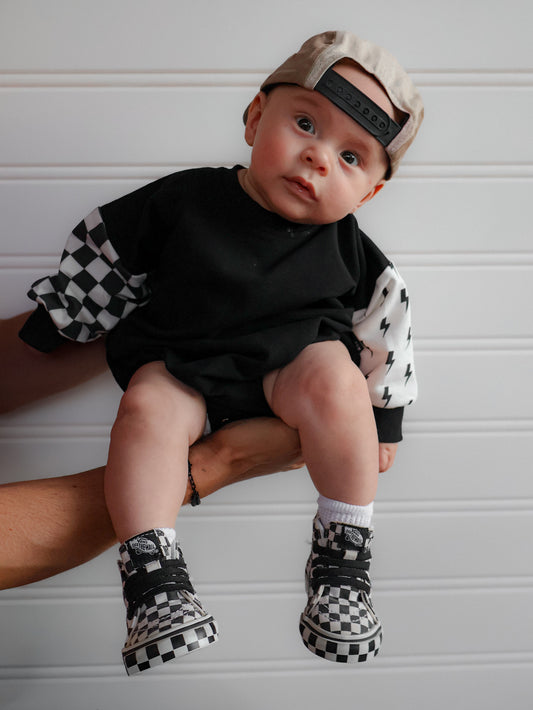 RAD • BUBBLE ROMPER • CHECKERED + BOLTS
