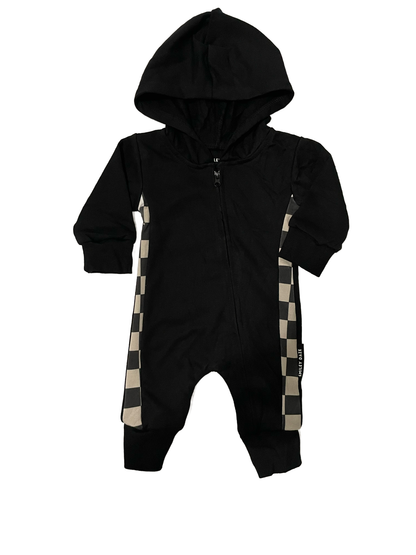 SIDE CHECK • ZIP-UP HOODED ROMPER