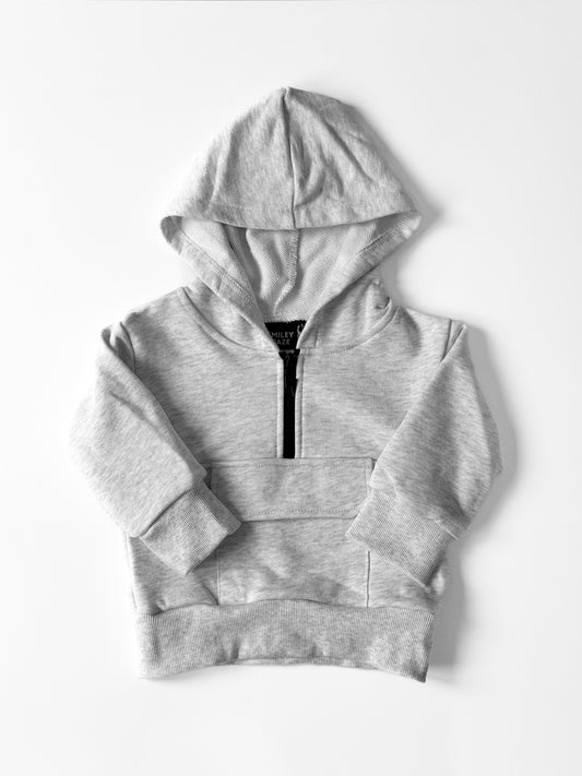 HEATHER GRAY • HALF ZIP HOODIE